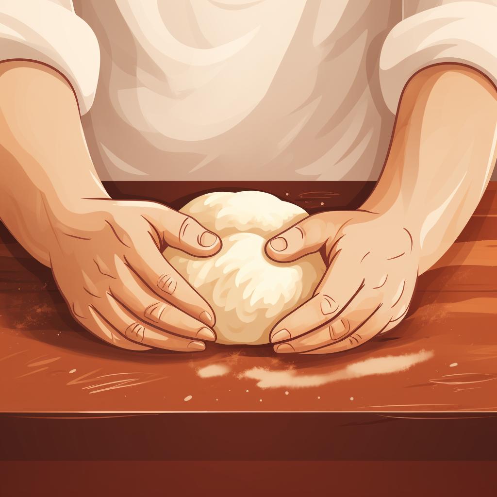 Hands kneading the dough